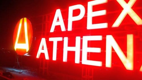Apex Athena LED acrylic 30 foot hoarding