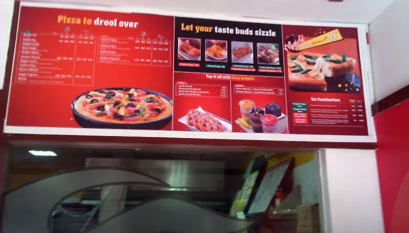 Pizza Hut menu board at Koregaon park, Pune. Inkjet print on sunboard