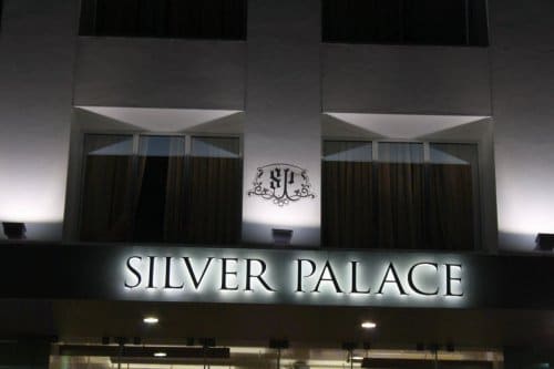 Silver Palace steel letters board with all weather strip LEDs