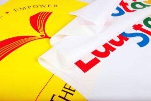 printing on thin satin fabric material ideal for making flags