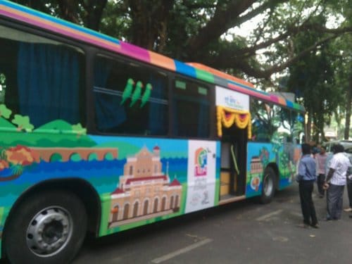 a bus branded with custom printed vehicle vinyl