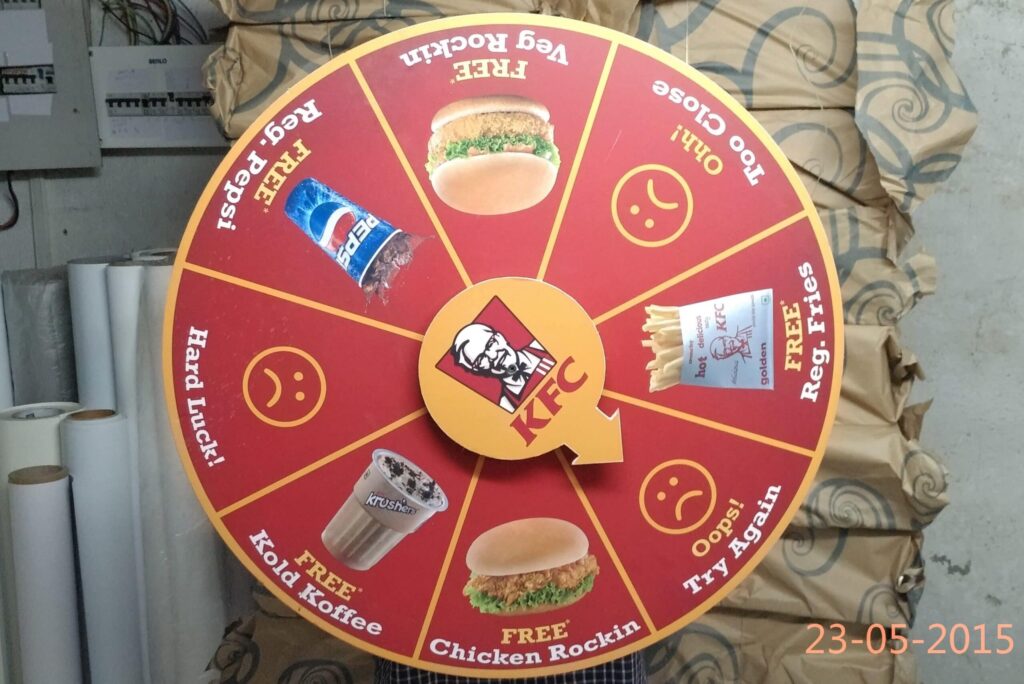 Wheel of fortune game created for KFC a s a great party game idea