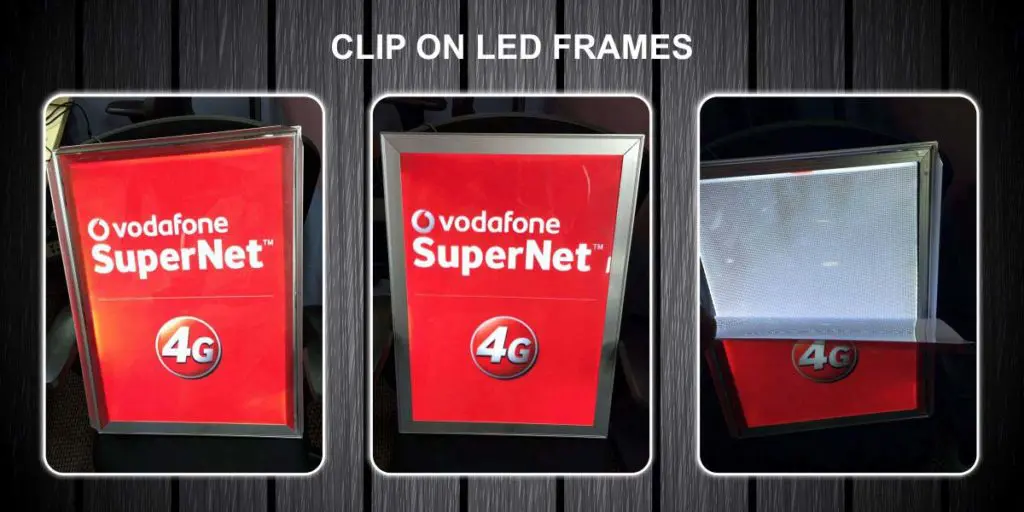 led clip on frames with translite prints