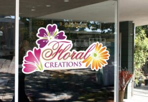 die cut stickers using an inkjet printer and plotter help create a beautiful logo decal for floral creations company