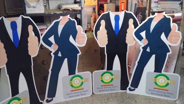 cardboard cut out standee