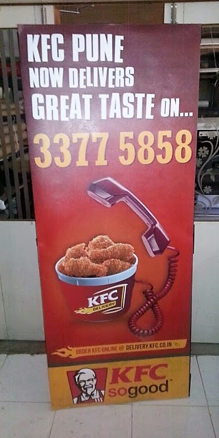 sunboard stand printing of KFC delivery ad