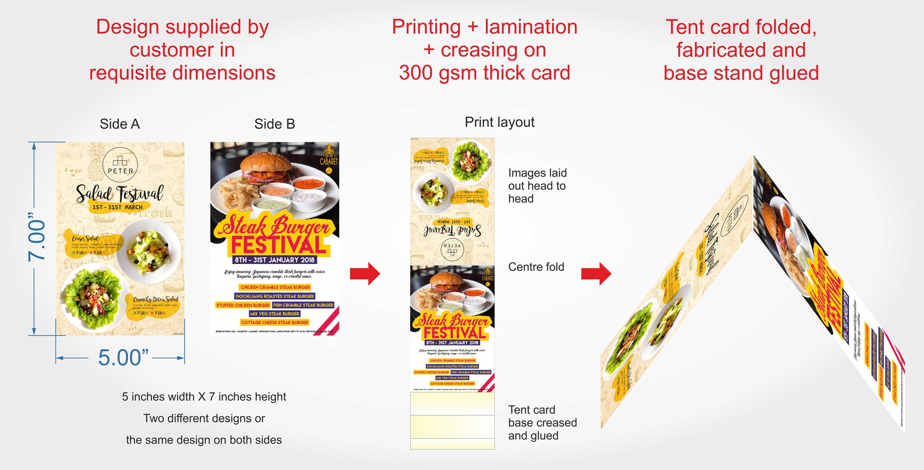 Printed Table Tent Cards For Restaurants Menus & Specials