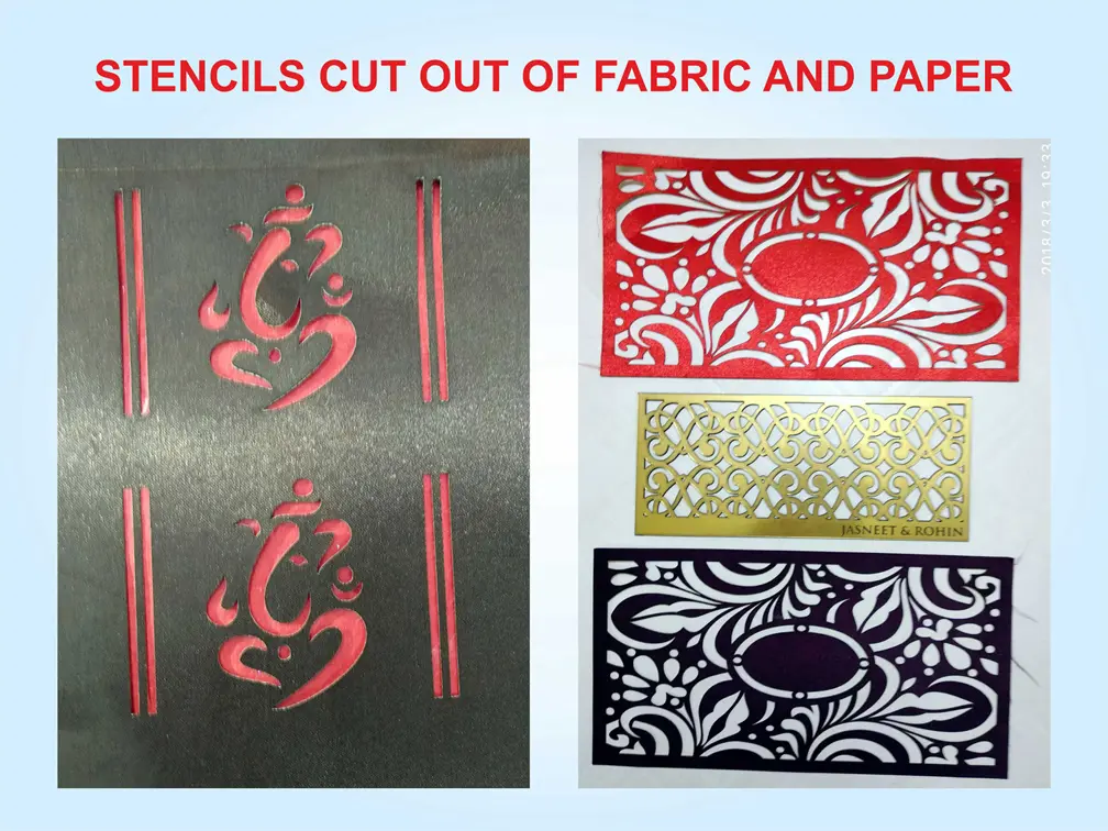 custom cut stencils made from fabric and paper