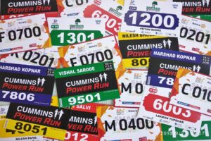 marathon bibs digitally printed on non tearable paper with identification numbers logos names and other details
