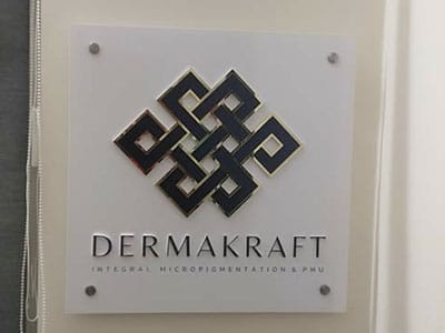 This image shows acrylic shop plate for Dermakraft.