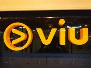 This image shows a lit acrylic sign board created for the streaming media brand, VIU