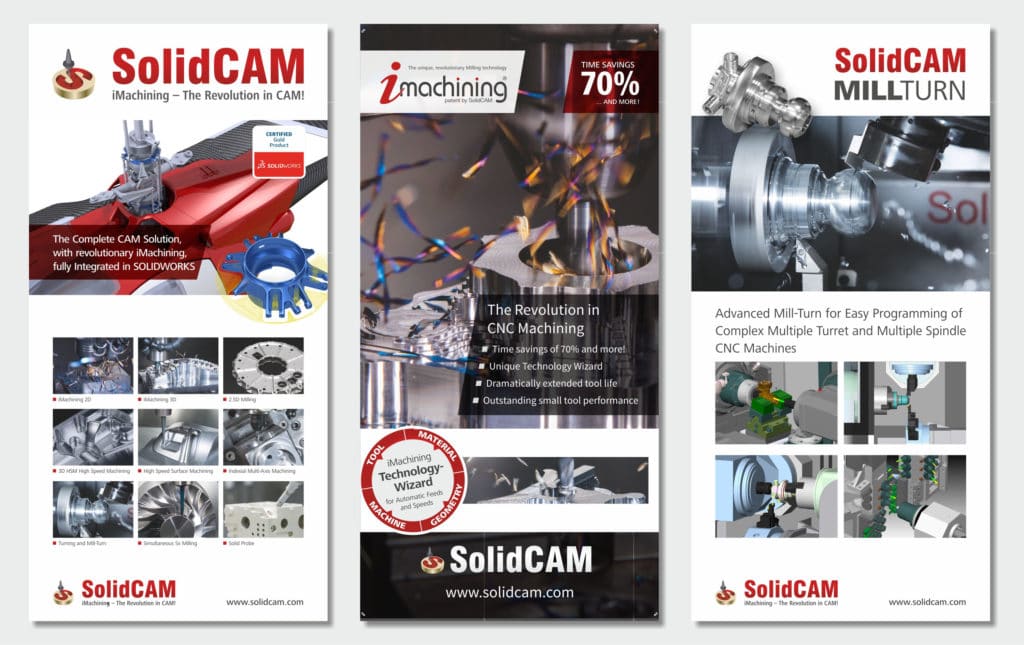 3 high resolution print ready artworks for exhibition poster presentation of Solidcam company