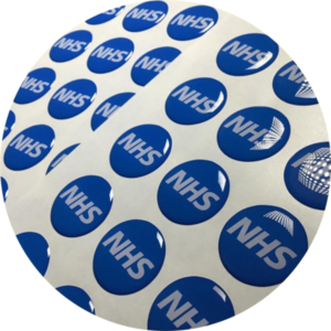 blue circular domed stickers having a raised effect make for premium quality logo stickers