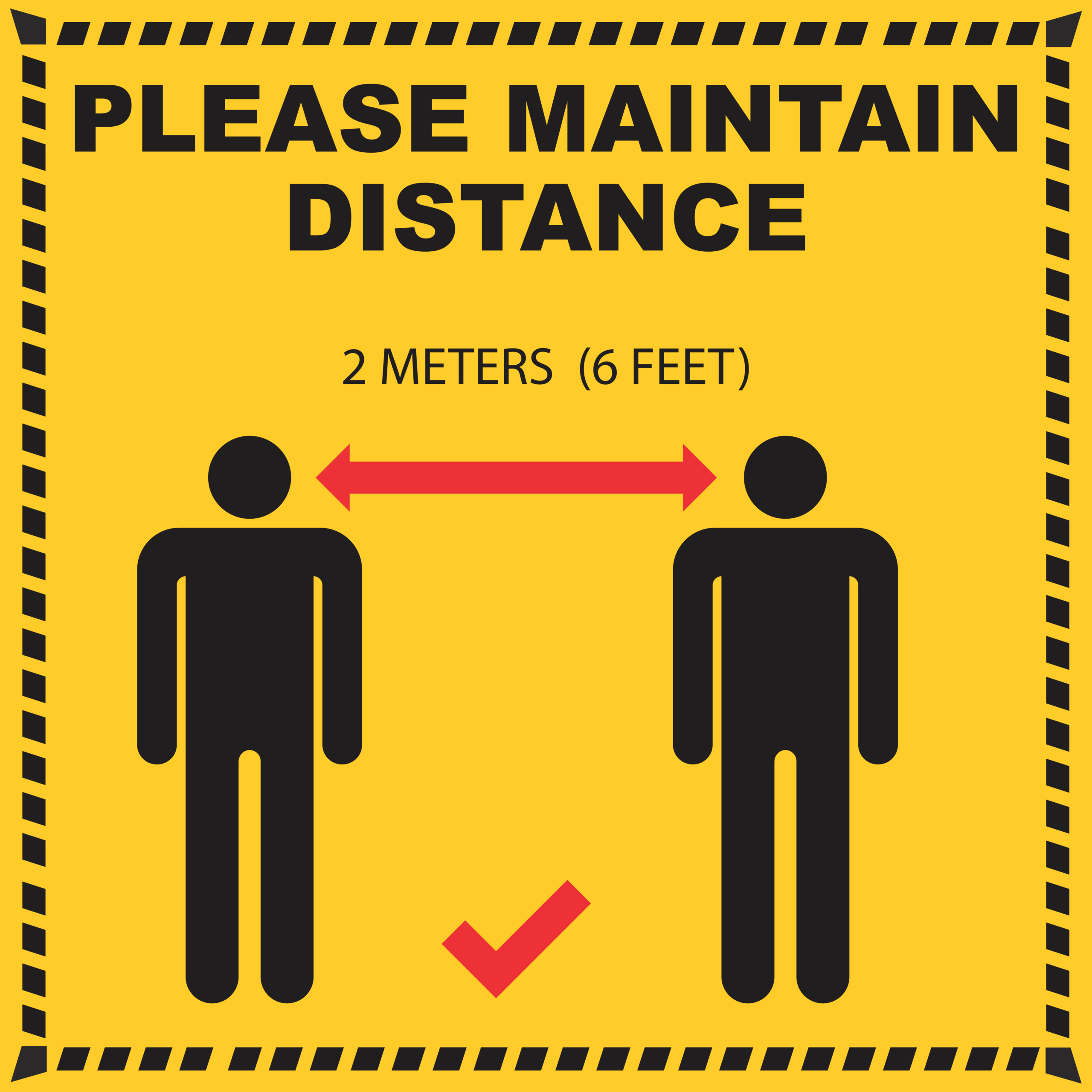 Covid19 Poster Sign Social Distancing Floor Standing Sign Water Filled Base