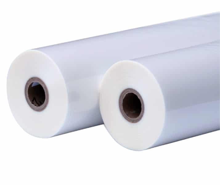 two rolls of plastic laminating films