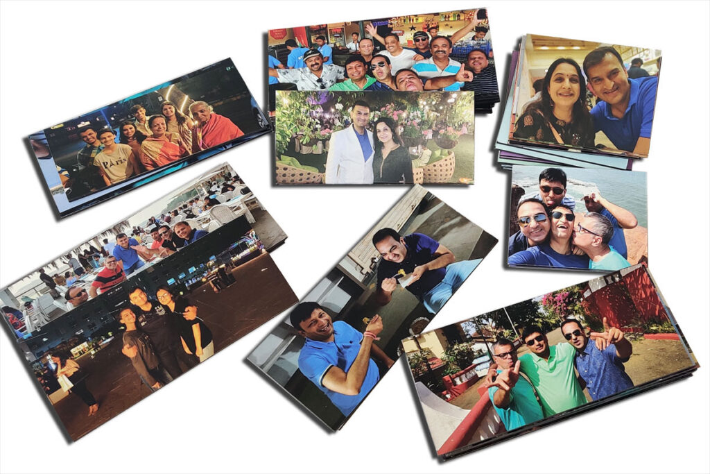 lots of custom printed photo magnets showing images of families and friends having a good time