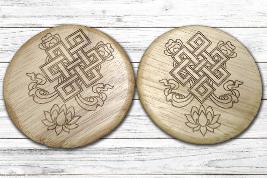 Tea coasters made of mdf wood with a floral design laser engraved on top