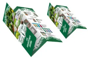 trifold brochure having 3 sections being unfolded
