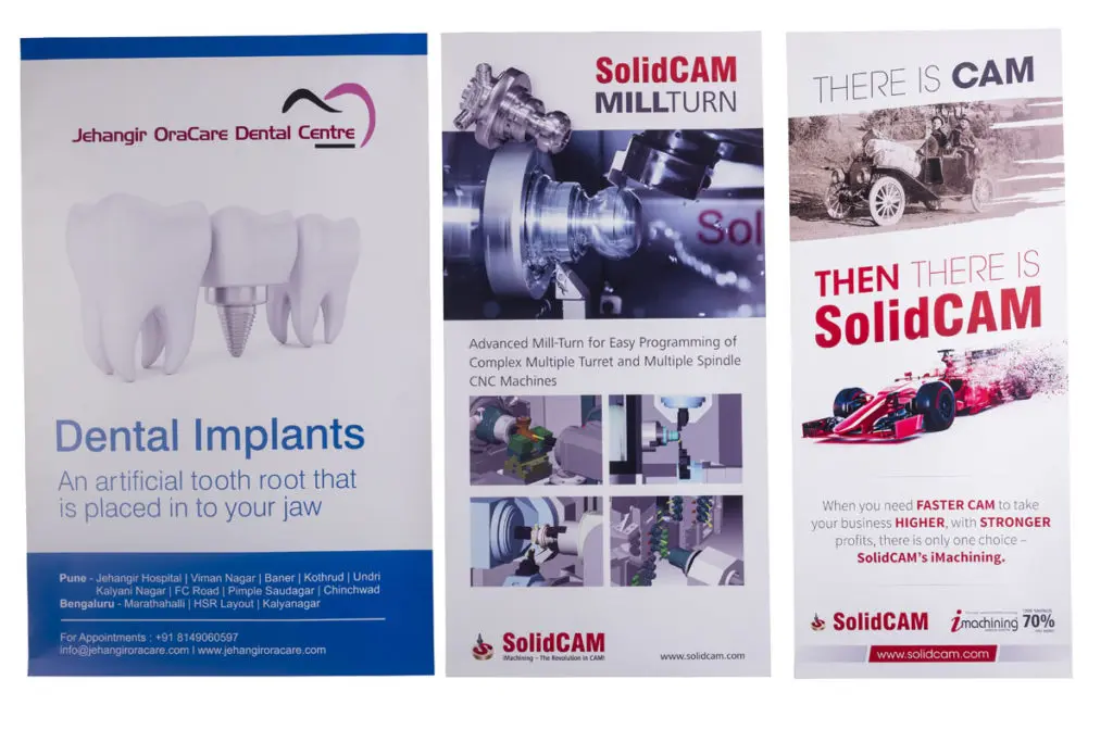 commercial vinyl posters for exhibitions showing artwork for the Jehangir Hospital and Solidcam company