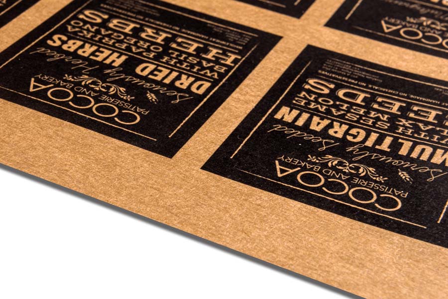 Digital color print on eco friendly brown colored kraft paper which has a natural unbleached look