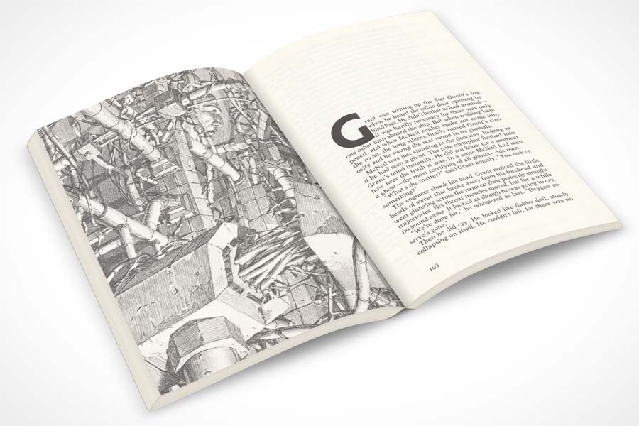 A book printed in black and white using print on demand services to make self publishing easy. Perfect binding is the method used to hold the pages together