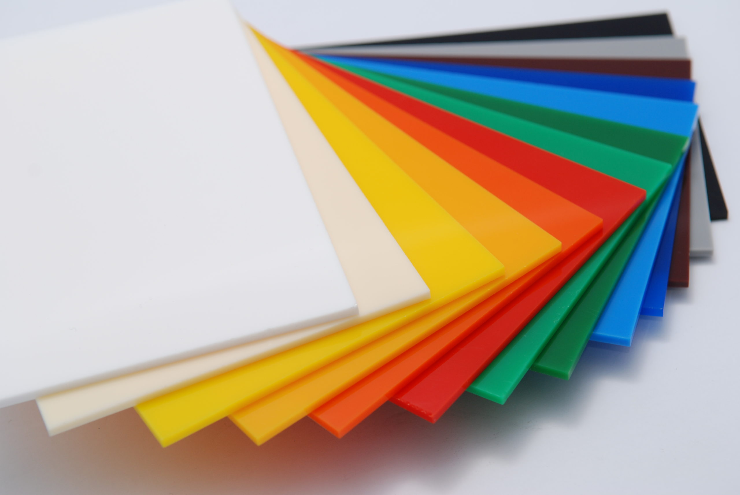 Various shades / colours of acrylic sheets that go into the making of acrylic signs and boards