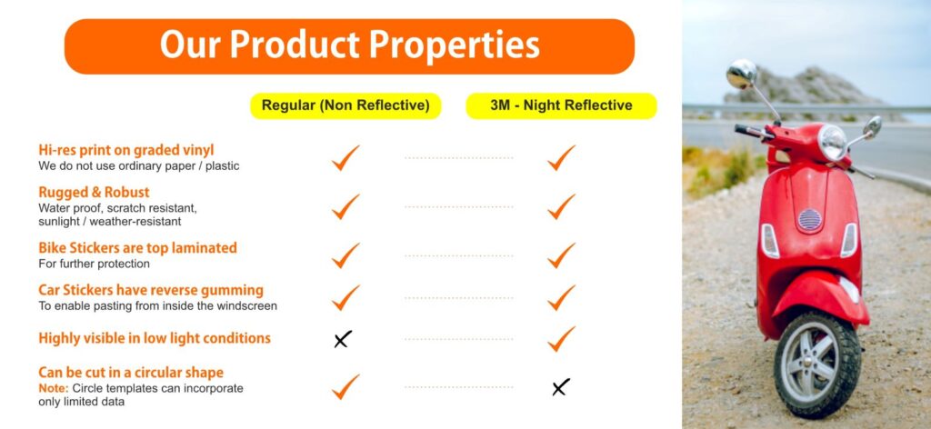 page 5 of the parking sticker prposal showing why Orchid Digitals sticker material is far superior to the material supplied by other print vendors