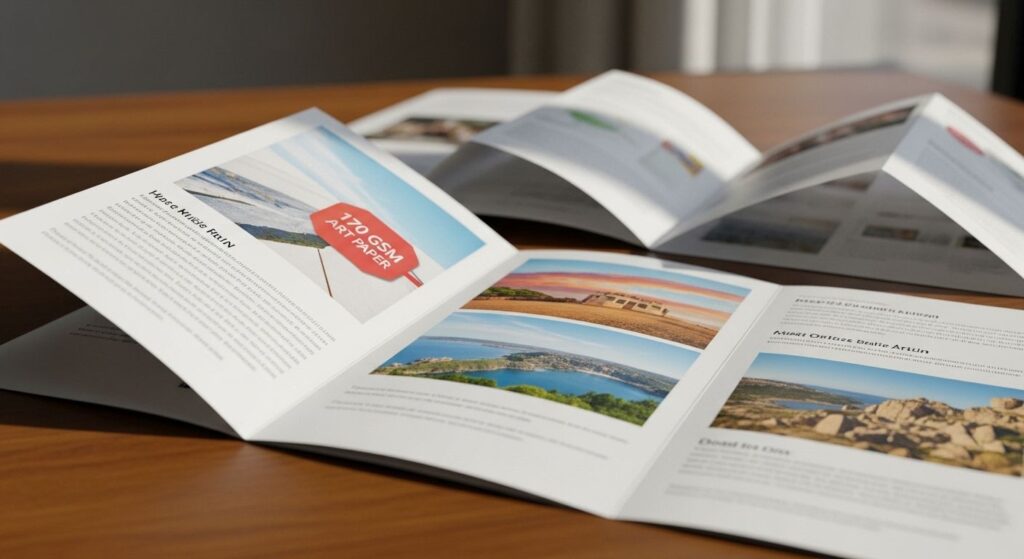 Trifold brochures are made from 170 GSM art paper conveying professionalism and quality at every touch.