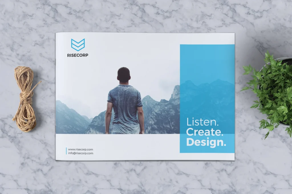 Professional A4 landscape brochure printed with advanced digital printing and matt lamination