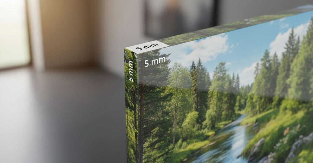 a reverse printed acrylic photo frame with the image reproduced on a 5 mm thick clear transparent acrylic sheet