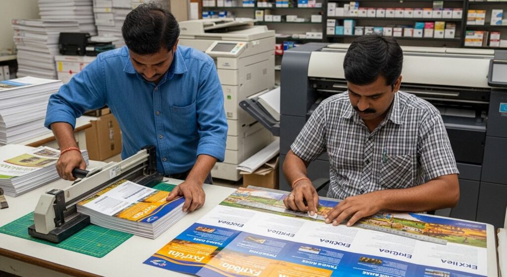 Cutting, Trimming and Centre Creasing a trifold brocure