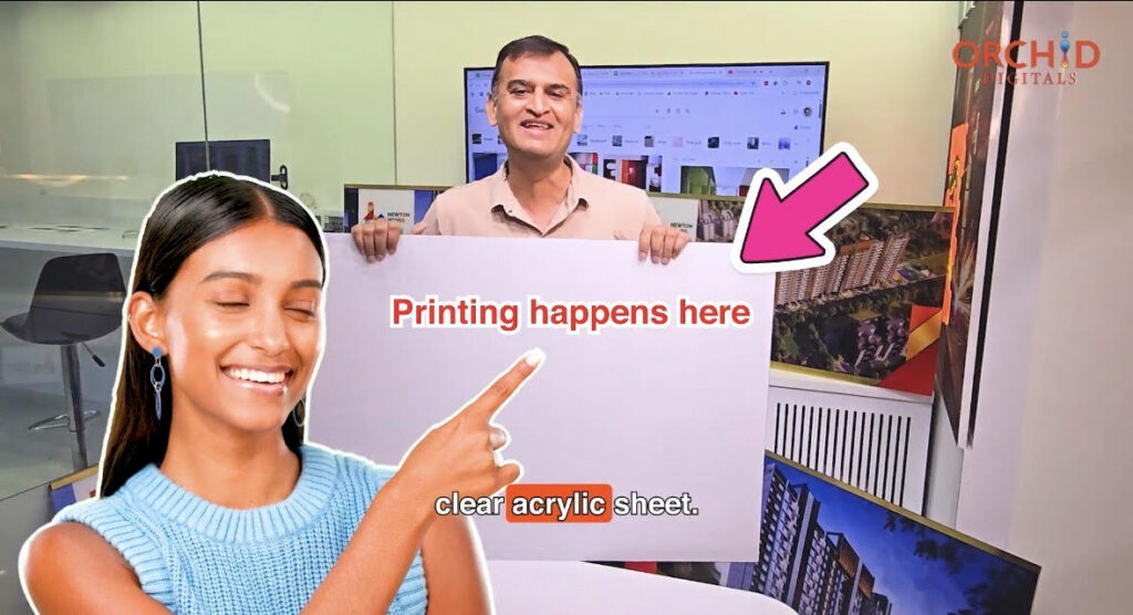 the actual printing in an acrylic photo print happens on the back side of a transparent acrylic sheet which is then viewed from the front