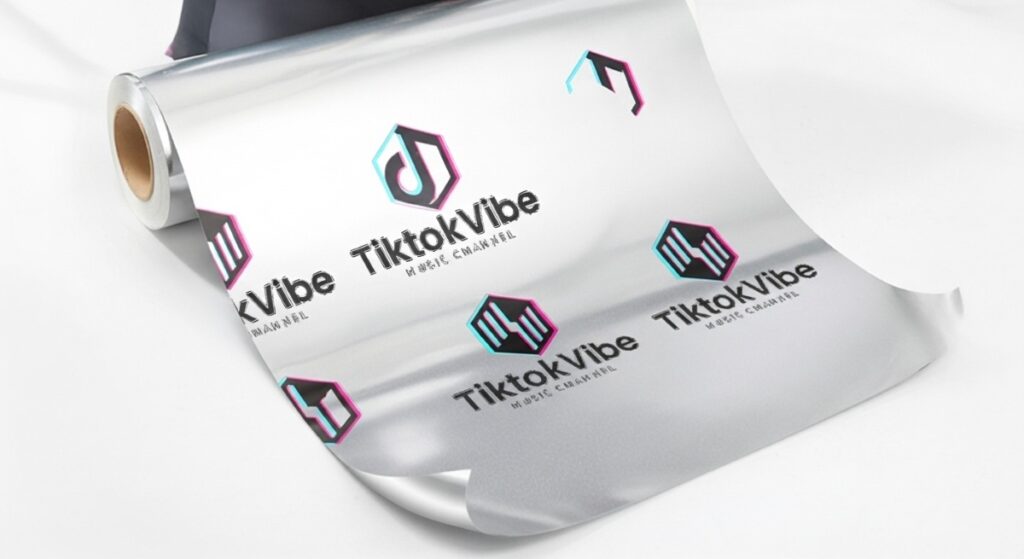 Stickers of company logos reproduced on a roll of Knight reflective vinyl that shines in low light conditions