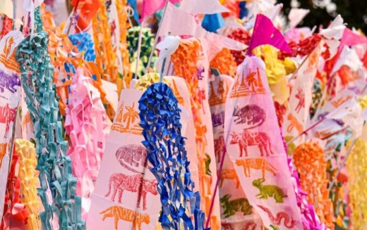 Highly custom printed colorful flags on poles