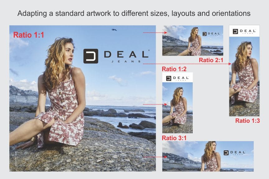 Adapting a standard artwork to different sizes, layouts and orientations