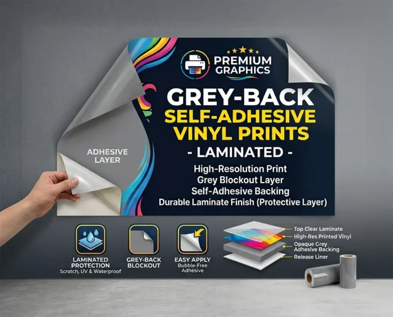 Grey-Back Self adhesive Vinyl Prints – Laminated