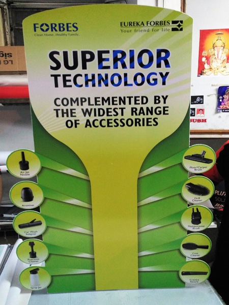 standee in the shape of products