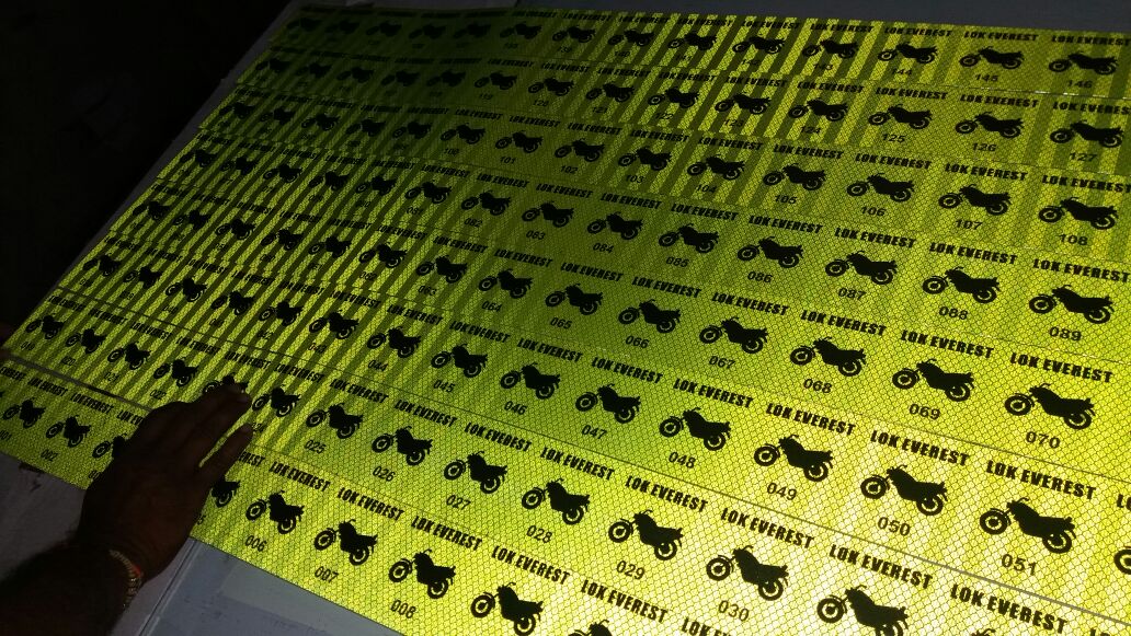 two wheeler parking stickers printed on 3M HIP high intensity prismatic film
