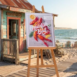Wooden Easel Stand with 2 feet by 3 feet Poster Print on Top
