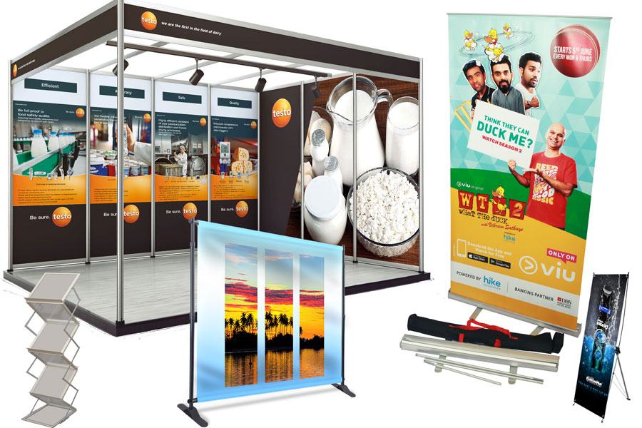Lightweight and portable trade show and exhibition accessories