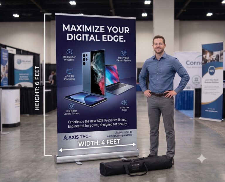 Roll-up Standee | Wide Body  | 6 feet high X 4 feet wide