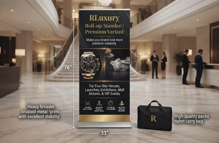 Luxury Roll-up Standee | Premium Variant | 78 inches high X 33 inches wide
