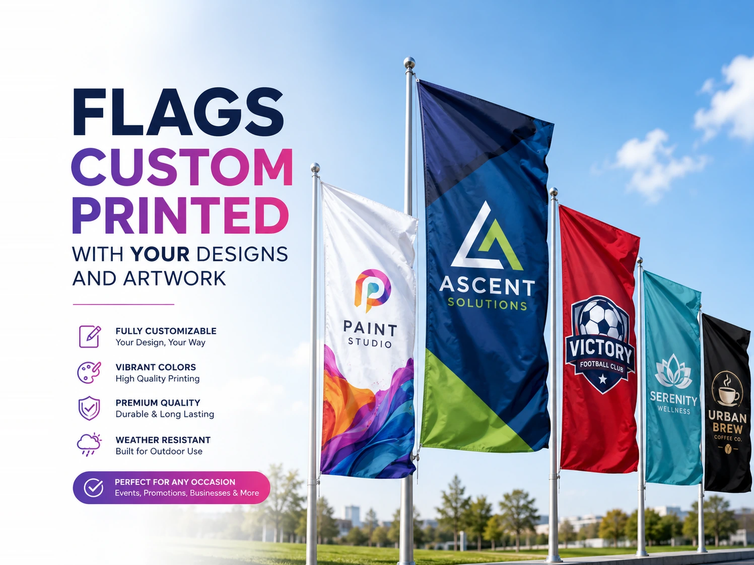 Flags Custom Printed With Your Designs And Artwork
