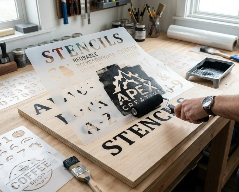 Reusable Plastic/Polycarbonate Sheet Stencils for Painting Letters and Logos