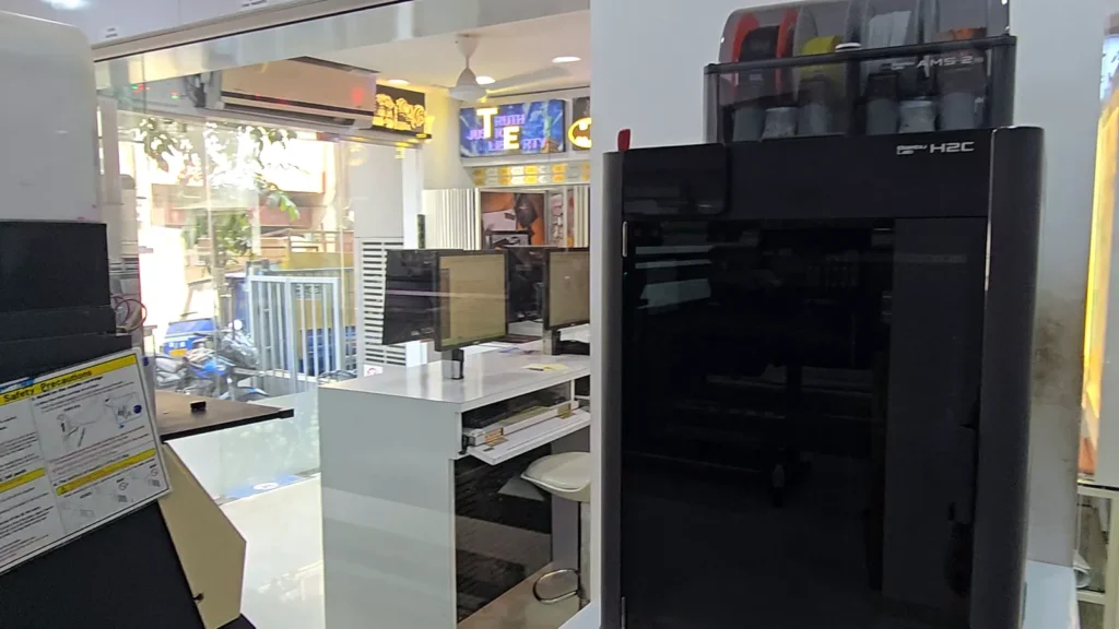 Bambu Lab multi-colour 3D printer used for shells of small lit letters