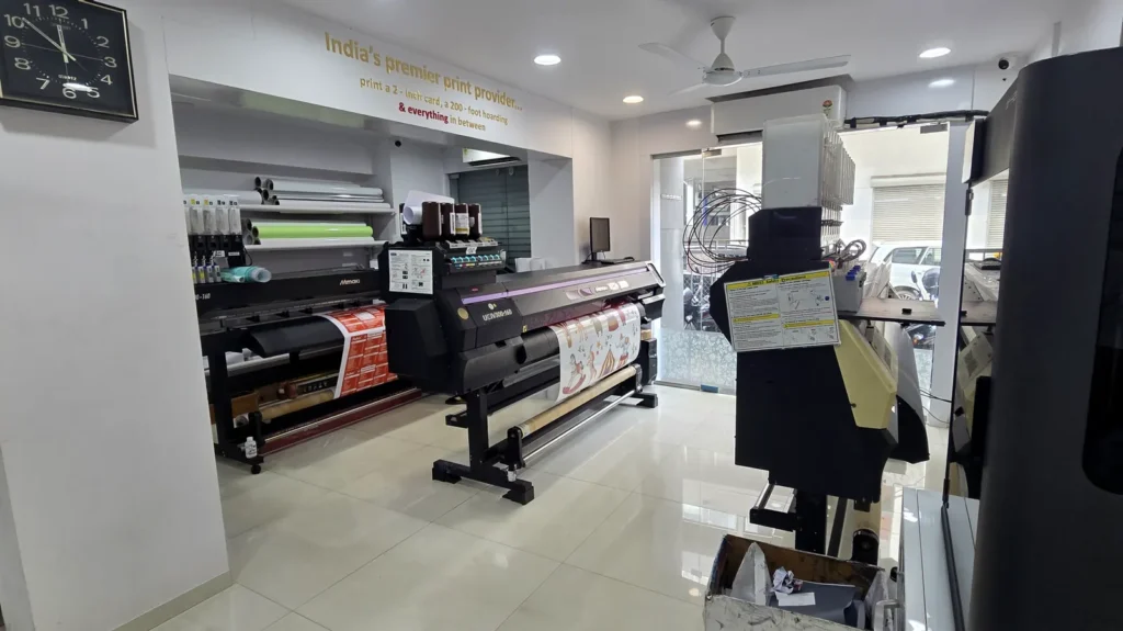 Machine room at Orchid Digitals with Mimaki UCJV300 and CJV200 wide-format printers