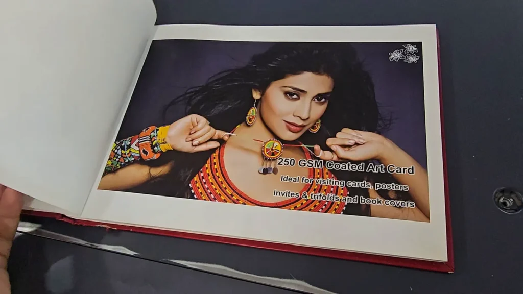 Paper sample album page: 250 GSM coated art card