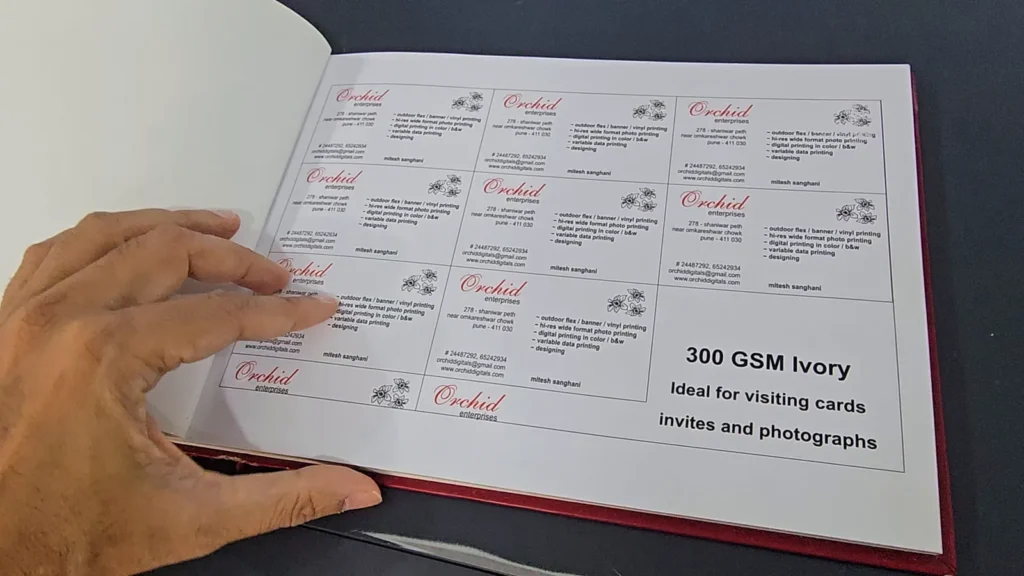 Paper sample album page: 300 GSM ivory card