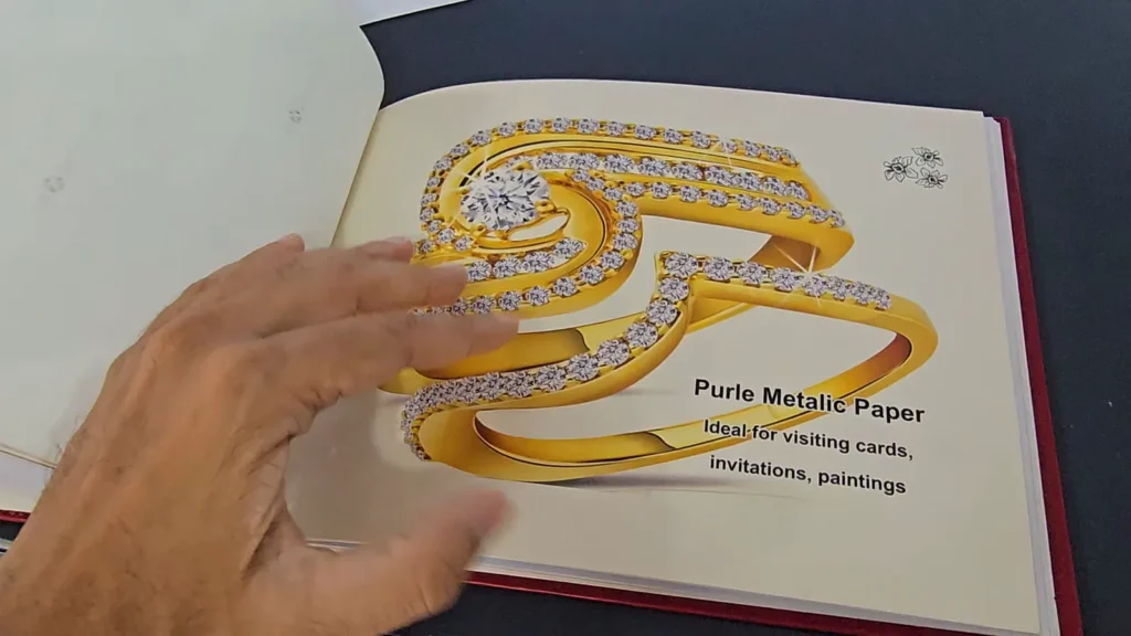 Paper sample album page: pearl metallic paper
