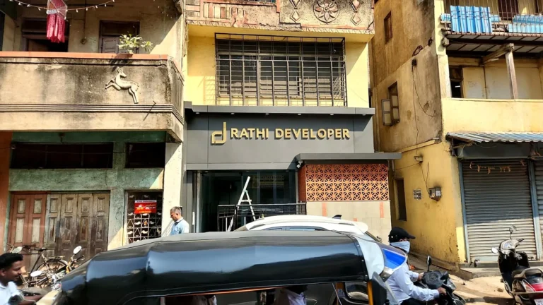 The office front from across the street in Kasba Peth, Pune